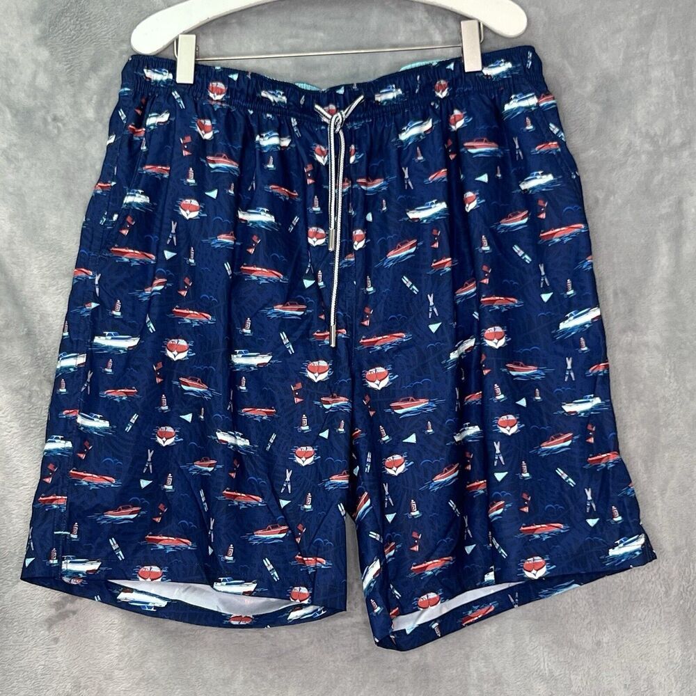 Peter Millar Swim Shorts Mens XL Blue Trunks Seaside Collection‎ Preppy Boat